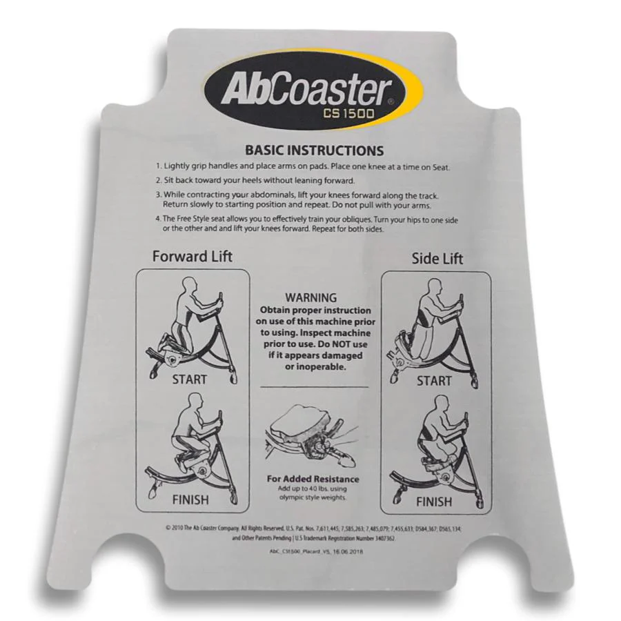 Instruction Decal for CS1500 (ABS)